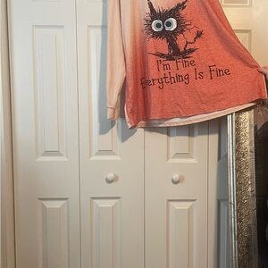 Funny Cat Graphic Long Sleeve Shirt